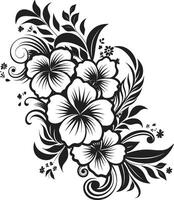 eeuwig elegantie strak zwart logo met decoratief bloemen hoeken botanisch bloeien monochroom embleem met decoratief hoek vectoren