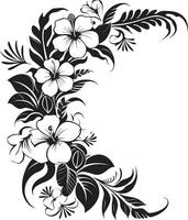 chique bloemblaadjes elegant vector embleem met decoratief bloemen hoeken bloesem schoonheid monochroom embleem markeren decoratief hoeken