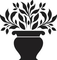 ingemaakt prestige elegant zwart icoon met decoratief fabriek pot bloemen finesse chique vector embleem markeren elegant fabriek pot