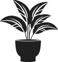 bloemen fusie monochroom embleem met chique fabriek pot ontwerp botanisch balans elegant zwart icoon met vector fabriek pot