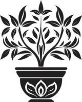 bloemen finesse chique vector embleem markeren elegant fabriek pot biologisch weelde strak zwart logo met monochroom fabriek pot