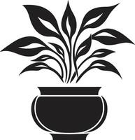 botanisch schoonheid monochroom embleem met decoratief fabriek pot bloemen fusie elegant fabriek pot logo in zwart vector