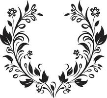 elegantie verfraaid monochroom embleem met elegant decoratief doodles artistiek versieringen strak zwart logo markeren decoratief elementen vector