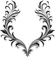 etherisch fijne kneepjes bouwen elegantie in zwart tekening kader logo duiken in de wereld van etherisch tekening decoratief lijsten, creëren een iconisch symbool in betoverend zwart. symfonisch scrollt harmonizi vector