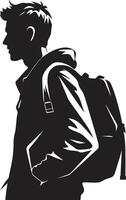 wetenschappelijk branie strak zwart icoon voor volbracht mannetje studenten intellectueel indruk zwart logo ontwerp reflecterend mannetje leerling uitmuntendheid vector