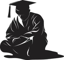 leerzaam rand vector zwart logo ontwerp voor volbracht mannetje studenten onderwijsexcellentie opvallend zwart icoon symboliseert mannetje leerling prestatie