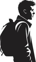 hoogtepunt achtervolging bereiken hoogten met zwart icoon voor mannetje studenten majestueus geesten vector zwart logo betekenend mannetje leerling uitmuntendheid
