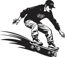 skateboard soevereiniteit zwart logo ontwerp met een rijden monarch stedelijk snelheid dynamisch vector icoon van een Mens Aan een skateboard in zwart
