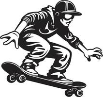 snelheid visie strak vector icoon van een skateboarden Mens in zwart skateboard gevoel zwart logo ontwerp oproepen tot de sensatie van rijden