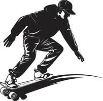 straat slinger gespannen zwart logo ontwerp met een skateboarden Mens icoon rollend Renaissance vector zwart symbool van een skateboarden Mens