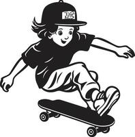 stedelijk uitdrukken dynamisch vector icoon van een Mens Aan een skateboard in zwart sensatie voorloper zwart logo ontwerp met een skateboarden Mens