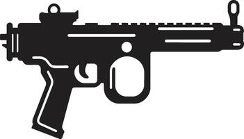 plastic beschermer vector symbool van een speelgoed- geweer in zwart speeltijd toonbeeld dynamisch zwart icoon met speelgoed- geweer logo ontwerp