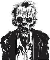 zombie zenit iconisch vector symbool vastleggen de vrees van een ouderen zombie in zwart lijkkleurig gelaat dynamisch zwart icoon omarmen de spookachtig aanwezigheid van een eng oud zombie