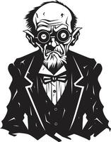 spectraal vader vector icoon uitdrukken de spookachtig aanwezigheid van een ouderen zombie in zwart ouderen griezeligheid zwart logo ontwerp met een angstaanjagend zombie Mens icoon