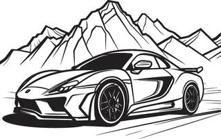 top piek vector logo ontwerp met een sport- auto icoon overwinnen zwart bergachtig paden alpine ontzag zwart icoon betekenend een sport- auto's meesterschap Aan serpentijn berg wegen
