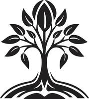 duurzame groei iconisch zwart symbool van boom plantage groen erfenis dynamisch vector logo ontwerp voor boom plantage