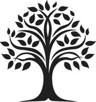 geworteld veerkracht vector symbool van boom plantage in zwart bos- harmonie dynamisch zwart icoon voor boom plantage logo ontwerp