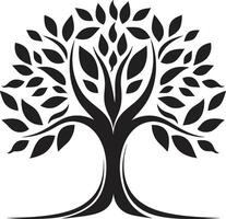 bos- harmonie dynamisch zwart icoon voor boom logo ontwerp eco embleem vector boom plantage logo in zwart ontwerp