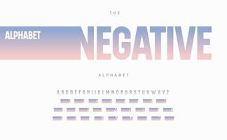 negatieve ruimte alfabet. verbluffend kleurverlooplettertype, gecondenseerd type voor modern logo, kop, monogram, creatieve belettering en maxi-typografie. minimalistische stijl hoge letters, vector typografisch ontwerp