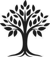 bladerrijk inzet dynamisch zwart logo ontwerp voor groen initiatieven aftekenen jonge boom iconisch vector boom plantage symbool in zwart