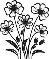 wilde bloemen essence vector zwart logo ontwerp voor natuurlijk schoonheid bloeiend velden iconisch zwart symbool met wilde bloemen vector