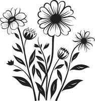 botanisch kalmte iconisch zwart symbool met wilde bloemen ontwerp aard palet wilde bloemen vector logo in zwart
