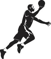 dunk goddelijkheid vector logo voor goddelijk dompelen hoepel harmonischen basketbal speler dunk logo in vector symfonie
