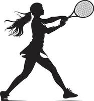 koningin van de rechtbank vrouw tennis speler vector icoon bevallig verpletteren vector logo ontwerp voor vrouwen tennis