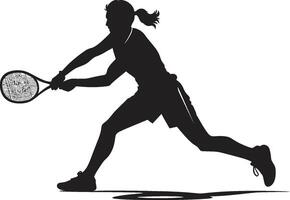 groots dichtslaan glam elegant tennis speler logo in vector racket straling vrouw tennis vector icoon voor schittering