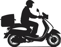 smaak Aan wielen scooter levering Mens vector logo gehaast maaltijd vector icoon voor scooter voedsel levering onderhoud