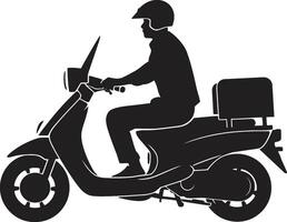 snel bijt uitdrukken vector logo voor scooter voedsel levering icoon stedelijk knabbelen rijder scooter levering Mens vector icoon