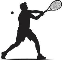 precisie performer kam mannetje tennis speler logo in actie netto Ninja insigne vector ontwerp voor vaardig tennis icoon