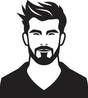 gebeiteld charme insigne aantrekkelijk mannetje gezicht icoon in opvallend detail minzaam silhouet insigne elegant mannetje gezicht vector ontwerp met glad lijnen