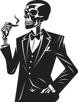 rokerig branie insigne vector ontwerp voor heer skelet icoon met stijl klassiek cohiba kam roken heer skelet vector logo voor tijdloos charme