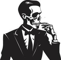 retro uitstel insigne elegant skelet vector ontwerp voor roken heer icoon wijnoogst mode kam roken skelet vector logo voor elegant branding