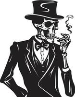 klassiek sigaret insigne roken skelet vector logo voor tijdloos zwier retro uitstel insigne elegant skelet vector ontwerp voor roken heer icoon