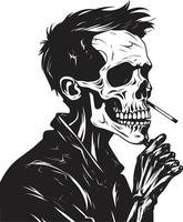 elegant uitademing kam geavanceerde ontwerp voor roken heer verfijnd ritueel insigne klassiek in beroep gaan in roken skelet logo vector