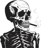 minzaam en rokerig insigne elegant ontwerp voor roken heer icoon sigaar lounge kam luxueus branding met roken skelet vector