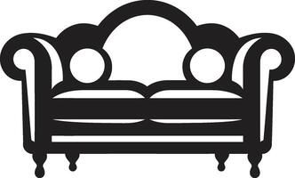 comfortabel couture insigne elegant sofa stoel logo voor modern huizen pluche perfectie insigne luxueus sofa reeks icoon voor elegant leven vector