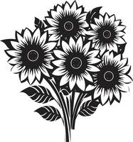 zonneschijn bloeien kam elegant logo met zonnebloemen in vol bloeien levendig vitaliteit insigne levendig zonnebloemen icoon voor energiek branding vector