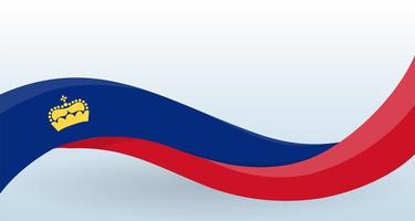 Liechtenstein wuivende nationale vlag. moderne ongebruikelijke vorm. ontwerpsjabloon voor decoratie van flyer en kaart, poster, banner en logo. geïsoleerde vectorillustratie. vector