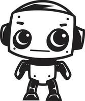 mini mech magie insigne aanbiddelijk robot Chatbot logo voor gemoedelijk charme pint formaat vriend insigne schattig robot Chatbot ontwerp voor compact verbindingen vector