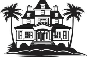 hedendaags charme insigne strak embleem met modern villa silhouet bouwkundig wonder kam luxueus modern villa vector icoon