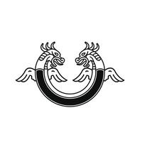vector illustratie van nordic oude draak logo icoon met symbool van sterkte en macht