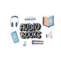 reeks van audio boeken symbolen. vector illustratie.