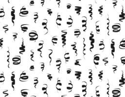 naadloos patroon van zwart confetti, serpentijn Aan een wit achtergrond, patroon voor vakantie en partijen. vector grafiek voor textiel en afdrukken