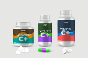 etiket sjabloon supplement vitamine etiket fles etiket verpakking ontwerp creatief en modern ontwerp met multi vitamine natuurlijk vector geneeskunde label.