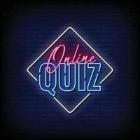 online quiz neonreclame stijl tekst vector