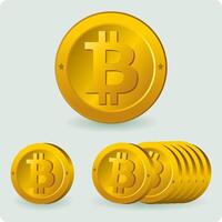 bitcoin digitaal valuta symbool. goud cryptogeld munt bitcoin btc munteenheid. vector illustratie