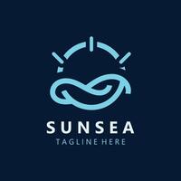 zon zee logo ontwerp creatief premie zon strand vector